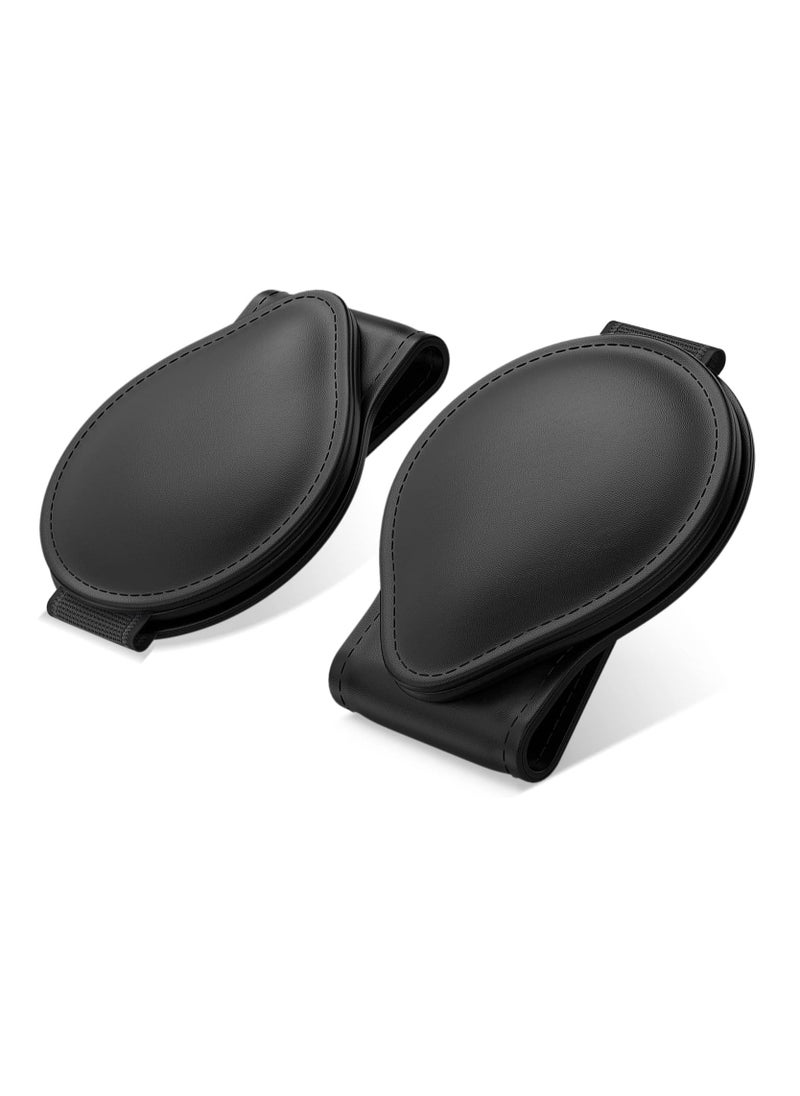 Oasisgalore 2-Pack PU Leather Sunglasses Holder for Car Sun Visor，Eyeglasses Hanger Clip for All Car Models, Black  - Image 1
