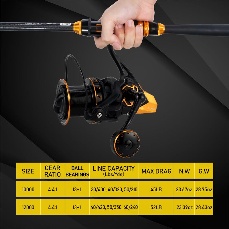 Dr.Fish Saltwater Spinning Reels, Full Metal Surf Fishing Reel, 13 +1 BB, 52 LB Max Drag Ocean Sea Fishing Reel, Heavy Duty Long Cast Offshore Trolling Reel Beach Casting - Image 2