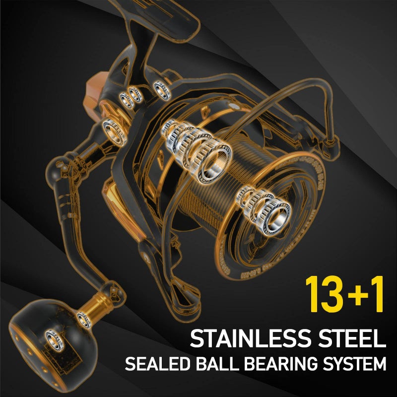 Dr.Fish Saltwater Spinning Reels, Full Metal Surf Fishing Reel, 13 +1 BB, 52 LB Max Drag Ocean Sea Fishing Reel, Heavy Duty Long Cast Offshore Trolling Reel Beach Casting - Image 5