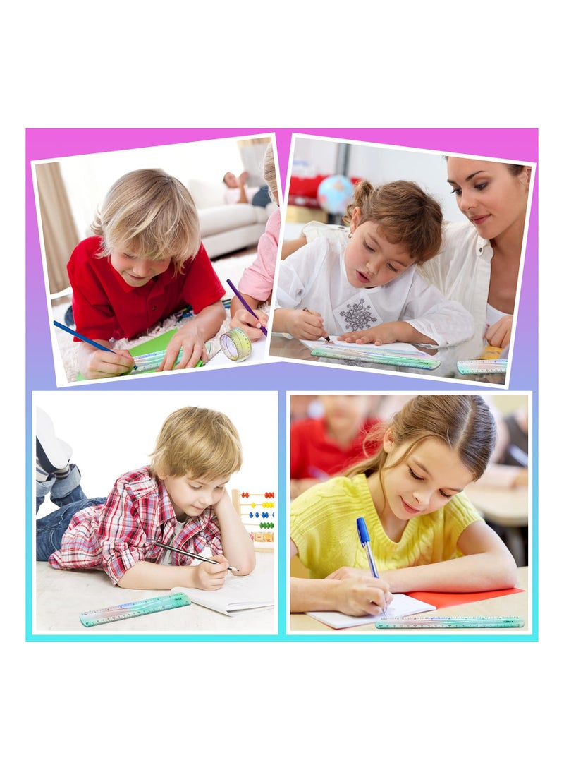 SOLARAE Rulers Set, 12 8 6 Inch Rulers Set 6 Pieces Soft Bendable Ruler for Kids Students Flexible Plastic Ruler with Inches and Centimeters Ruler - Image 5