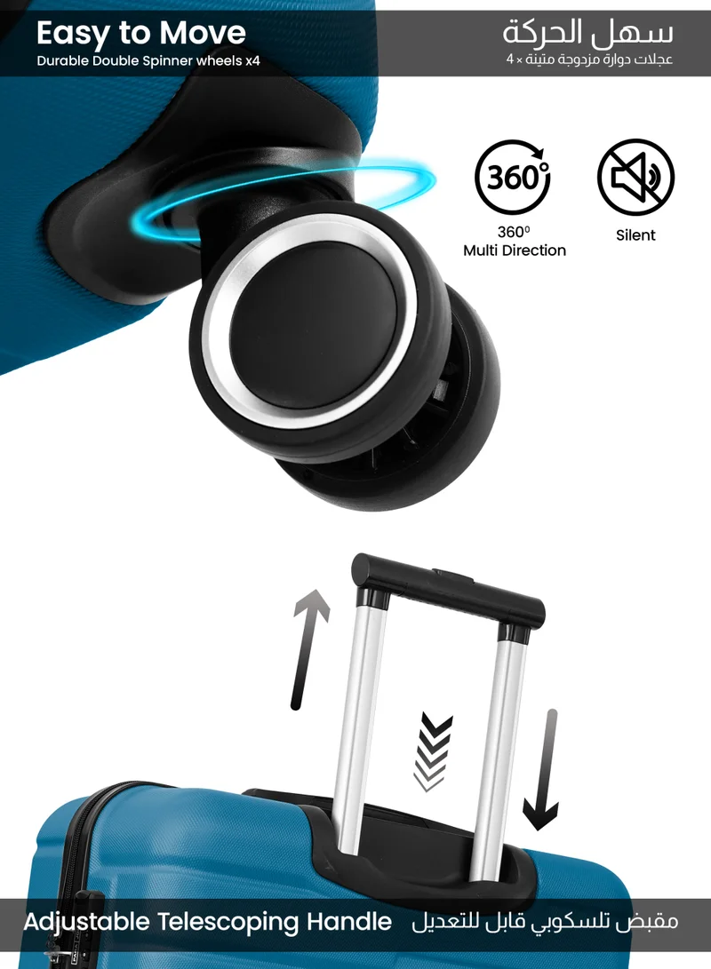 PARAJOHN Cabin Size Lightweight ABS Hardside Spinner Luggage Trolley -20 Inch | Carrying 10KG 8 Wheel Hardshell Suitcase-Blue