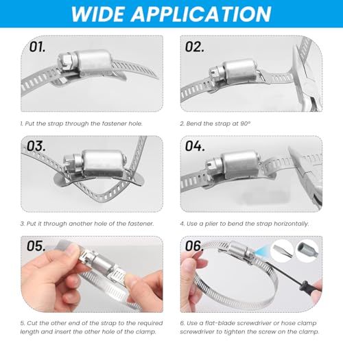 Serplex® 13.3ft Hose Clamp Roll DIY Hose Clamp Roll 304 Stainless Steel with 8 Fastening Bolts Attachment Cuttable Band for Plumbing,Pipe Repairing,DIY - Image 3