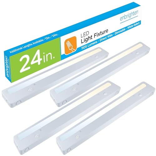 Enbrighten Premium 24in. LED Under Cabinet Light Fixture, Direct-Wire, 900 Lumens, 97 CRI, Color-Select, On/Off Switch, In-Wall Dimmer Compatible, 50,000 hr. LED Life, Steel Housing, White, 34290 - Image 1