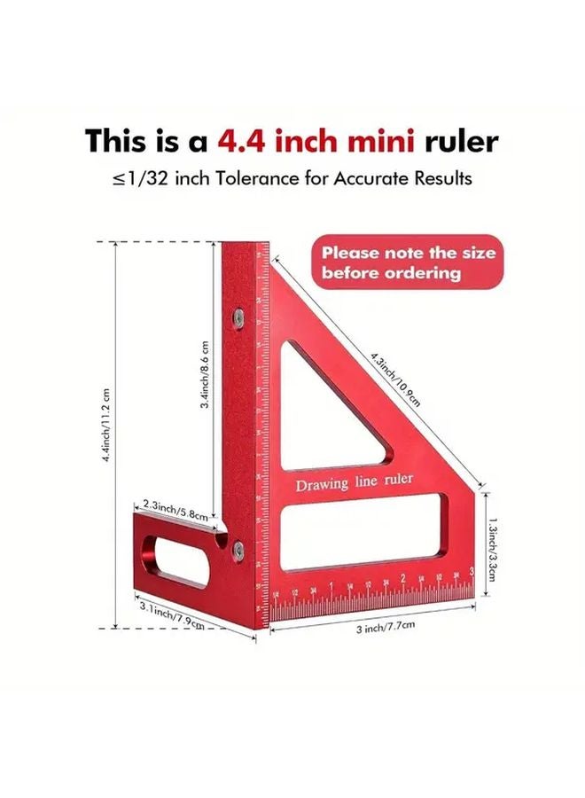 عبوتين مسطرة ميتري ثلاثية الأبعاد من سبائك الألومنيوم الحمراء - أداة تخطيط زوايا 45 و 90 درجة - Image 3