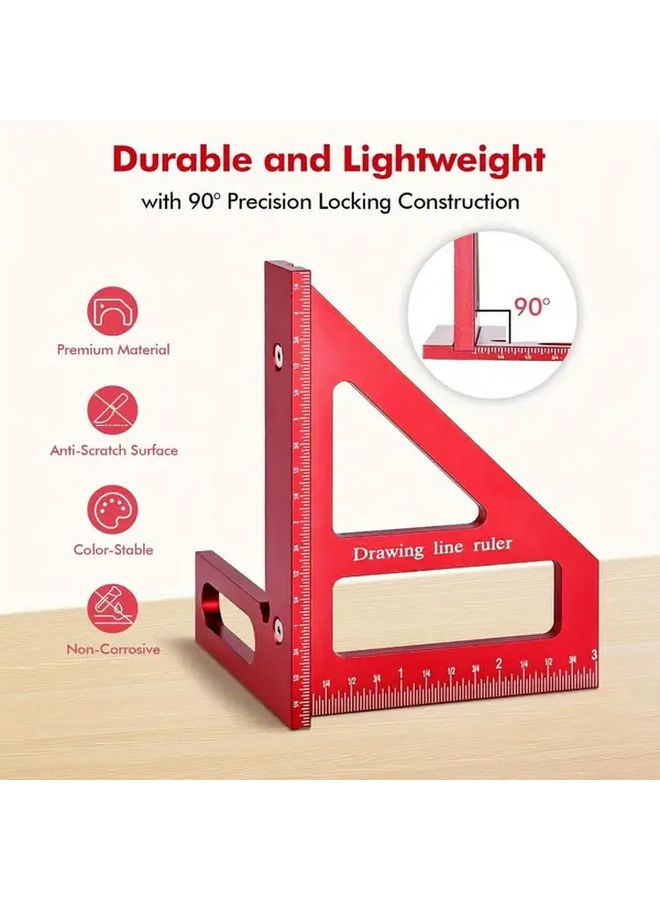 عبوتين مسطرة ميتري ثلاثية الأبعاد من سبائك الألومنيوم الحمراء - أداة تخطيط زوايا 45 و 90 درجة - Image 4