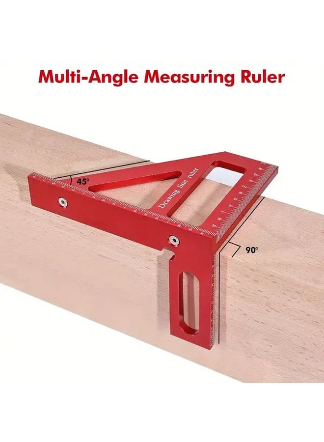 عبوتين مسطرة ميتري ثلاثية الأبعاد من سبائك الألومنيوم الحمراء - أداة تخطيط زوايا 45 و 90 درجة - Image 5