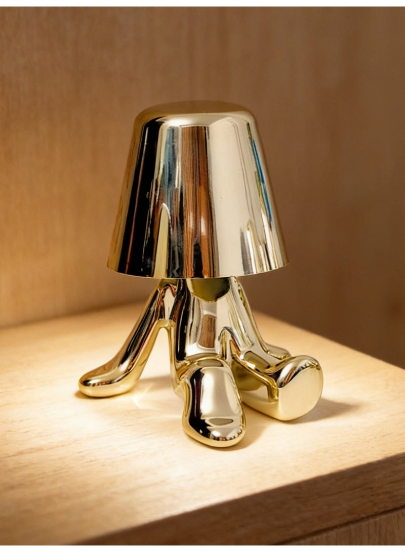 Little Golden Man Night Light, Cordless LED Table Lamp with Touch Sensor, 3-Level Dimming & Rechargeable Battery, Creative Decorative Desk Light for Home Office, Bedroom, Living Room, Unique Gift for Friends - Image 1