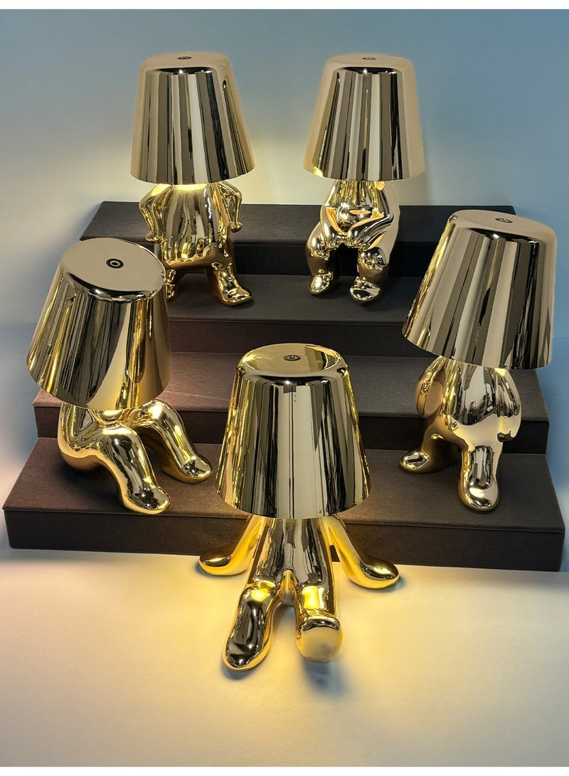 Little Golden Man Night Light, Cordless LED Table Lamp with Touch Sensor, 3-Level Dimming & Rechargeable Battery, Creative Decorative Desk Light for Home Office, Bedroom, Living Room, Unique Gift for Friends - Image 5