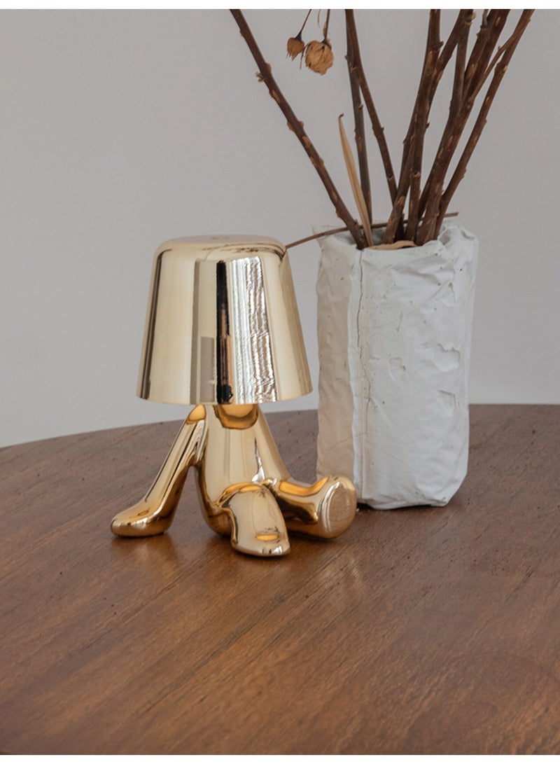 Little Golden Man Night Light, Cordless LED Table Lamp with Touch Sensor, 3-Level Dimming & Rechargeable Battery, Creative Decorative Desk Light for Home Office, Bedroom, Living Room, Unique Gift for Friends - Image 3