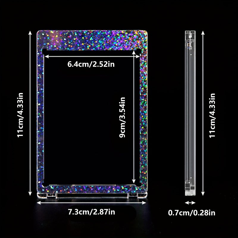 5pcs Silvery Holographic Frame Card Holder Magnetic One Touch Case For 35pt Trading Cards Clear Display Storage For Sport Star Cartoon Anime Game Cards TCG MTG Premium Collection Protector Showcase - Image 2