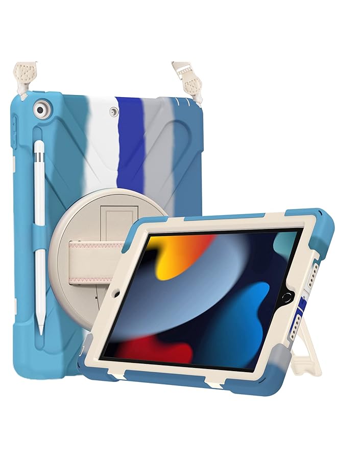 Procases Ipad 10.2 Case 2021 Ipad 9Th 2020 Ipad 8Th 2019 Ipad 7Th Generation Case Rugged Heavy Duty Shockproof Rotatable Kickstand Protective Cover For 10.2 Inch Ipad 9Th 8Th 7Th Gen Colorfulblue - Image 1