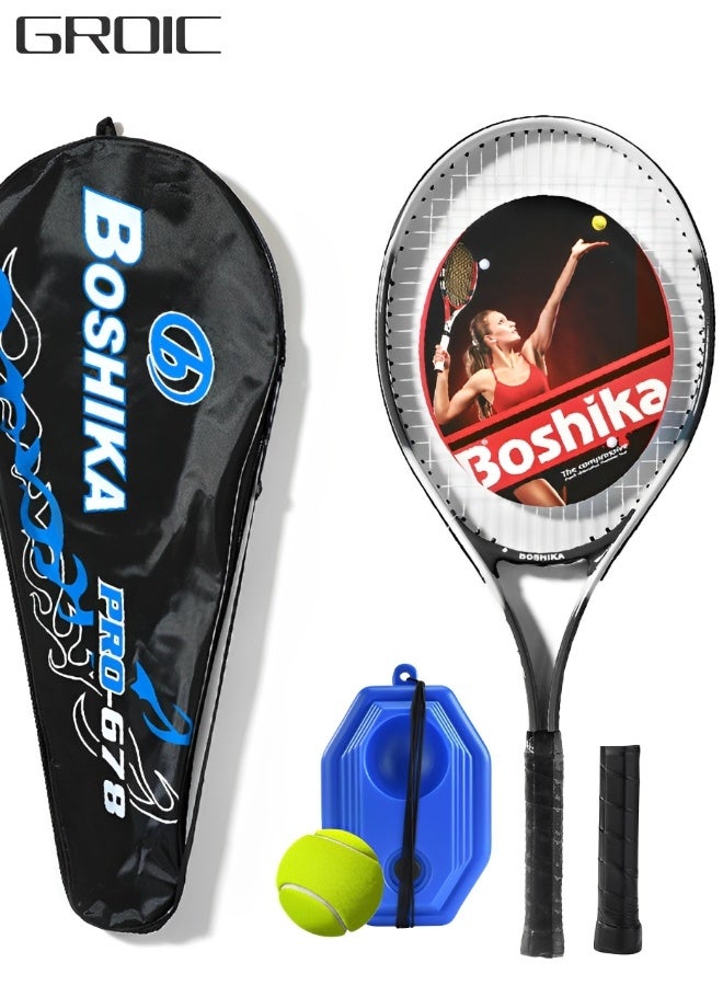 GROIC Tennis Rackets with Tennis Trainer Set, Recreational Adult Tennis Rackets Beginner Tennis Racket with 1 Tennis Trainer String Balls Elastic and a Portable Mesh Bag - Image 1