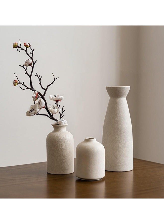 يوريفو مجموعة مزهريات سيراميك من Sky-Touch Home Decor مكونة من 3 قطع: مزهرية من عشب البامباس المجفف، مزهريات مودرن بوهو، عناصر زينة لغرفة المعيشة، المطبخ، طاولة العشاء، رف، ديكور مكتب (بيج) - Image 2