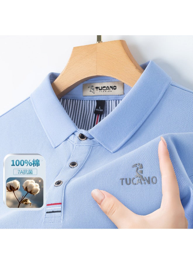 Tucano Pure Cotton + 7a Antibacterial】summer Men's Short-sleeve T-shirt Business Casual Top Collared Polo Shirt For Men - Image 2
