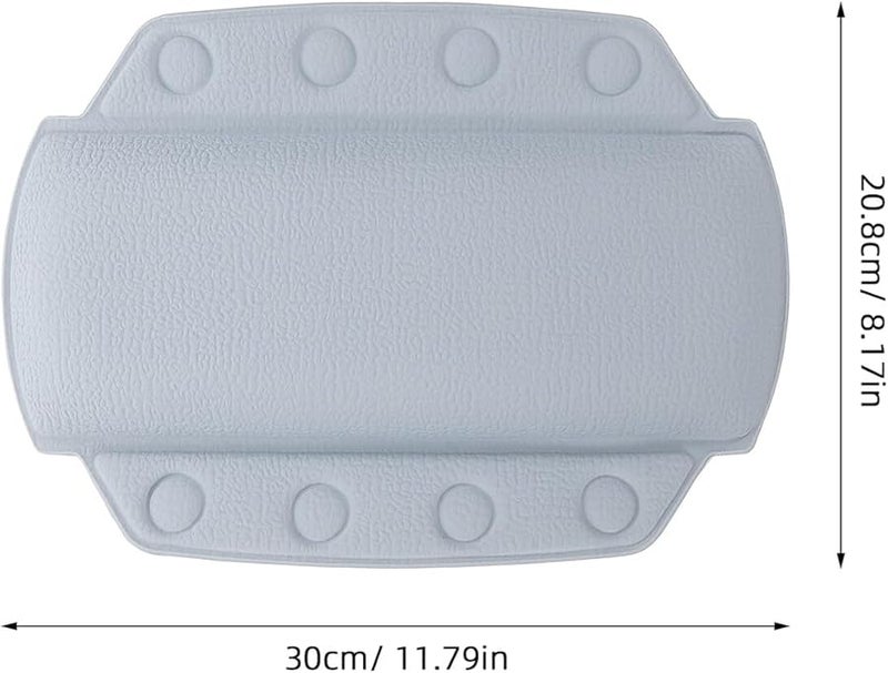 Ergonomic Bathtub Pillow with Strong Suction Cups Neck Head Support Comfortable PVC Foam Light Blue - Image 2