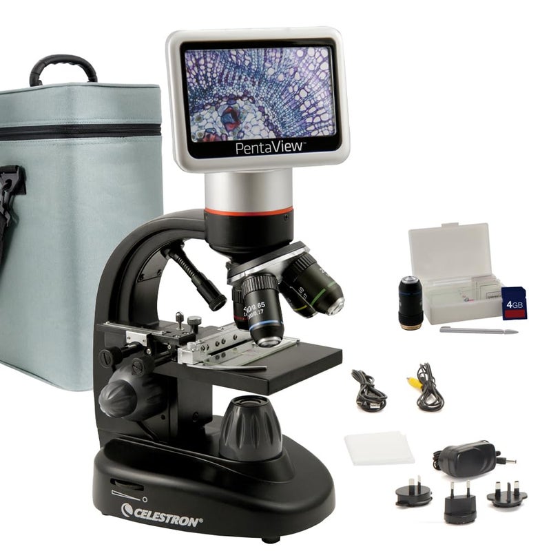 Celestron PentaView LCD Digital Microscope 43 Screen 5MP Camera 40x2400x Magnification Rotating Head SD Card Included TV Output Ideal for Slides Labs Classrooms Biology Education - Image 2