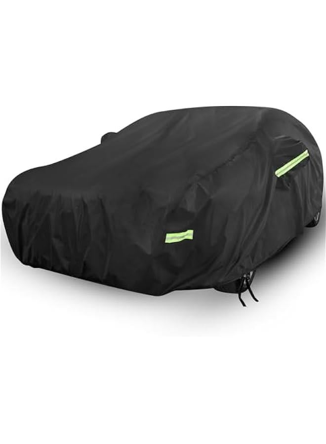 HOOKOR Car Cover All Weather Full Cover for Car Waterproof & Windproof & UV Protection Scratch Resistant Outdoor Cover with Reflective Strips Universal Gray Car Cover for SUV (Black,XL) - Image 1