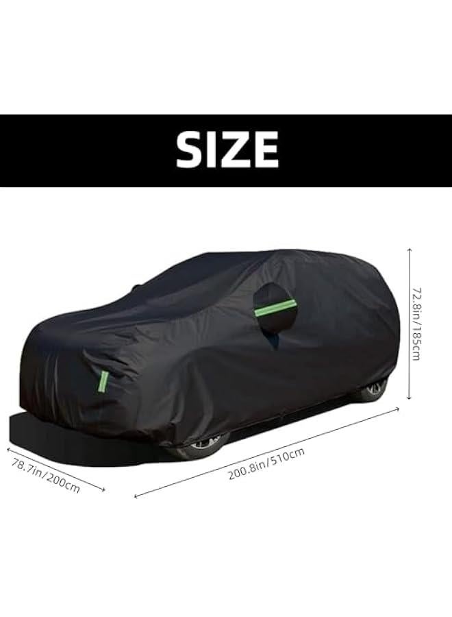 HOOKOR Car Cover All Weather Full Cover for Car Waterproof & Windproof & UV Protection Scratch Resistant Outdoor Cover with Reflective Strips Universal Gray Car Cover for SUV (Black,XL) - Image 2