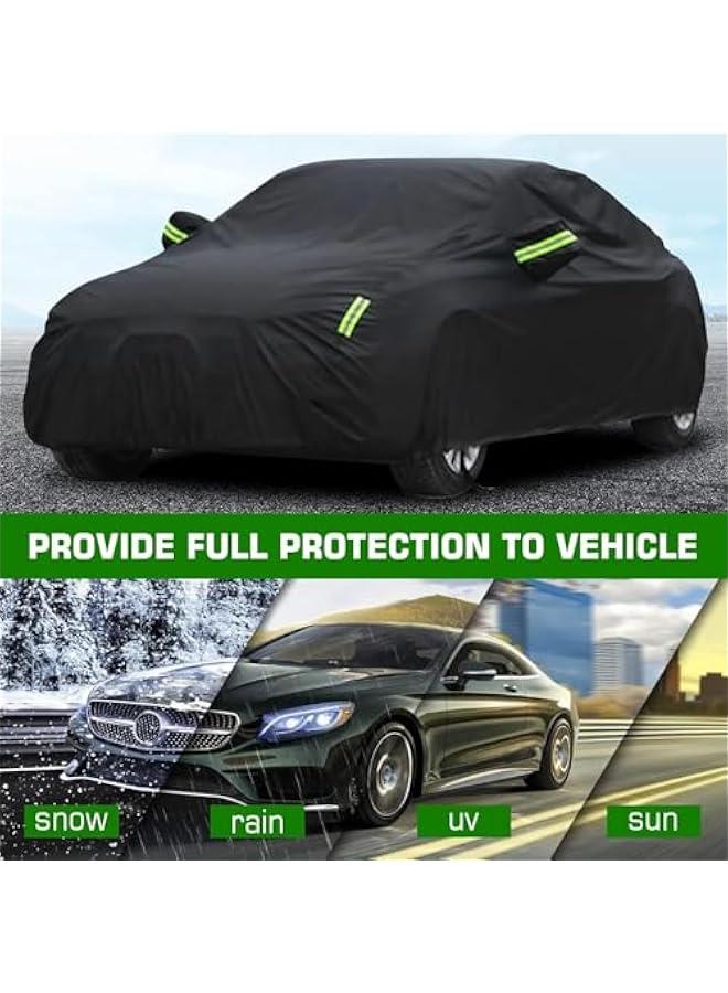 HOOKOR Car Cover All Weather Full Cover for Car Waterproof & Windproof & UV Protection Scratch Resistant Outdoor Cover with Reflective Strips Universal Gray Car Cover for SUV (Black,XL) - Image 3