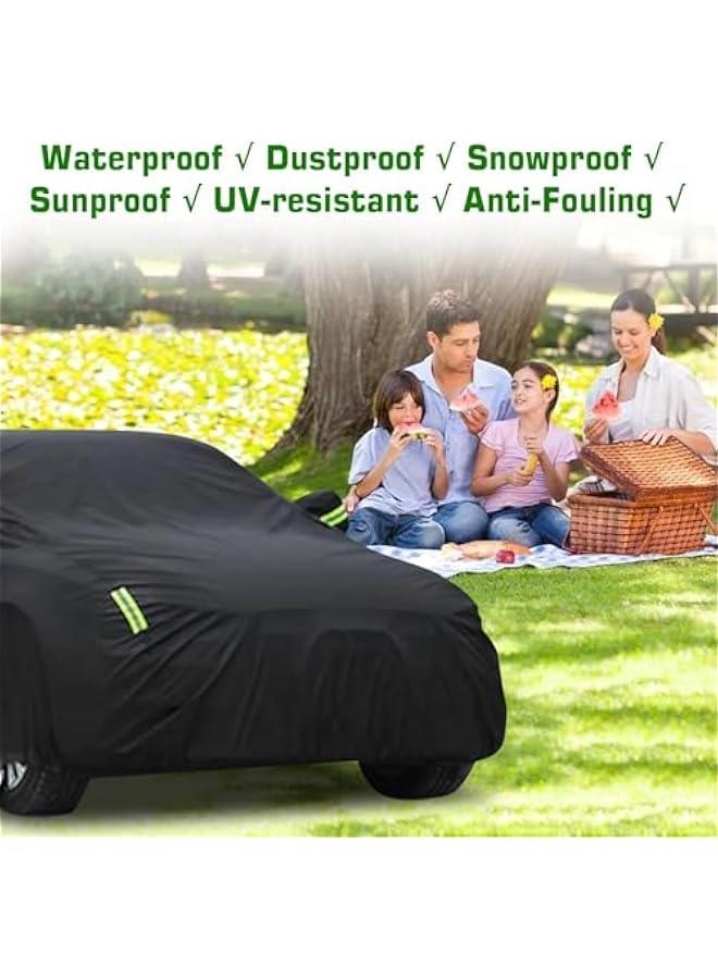 HOOKOR Car Cover All Weather Full Cover for Car Waterproof & Windproof & UV Protection Scratch Resistant Outdoor Cover with Reflective Strips Universal Gray Car Cover for SUV (Black,XL) - Image 4