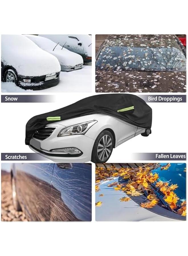 HOOKOR Car Cover All Weather Full Cover for Car Waterproof & Windproof & UV Protection Scratch Resistant Outdoor Cover with Reflective Strips Universal Gray Car Cover for SUV (Black,XL) - Image 5