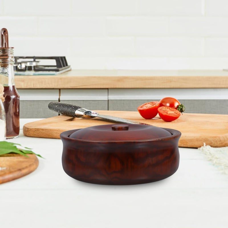 KICHOUSE Wooden Fruit Bowl Snacks Holder with Cover Retro Style Fruit Bowl for Kitchen Counter for Home and Store Use Coffee - Image 4