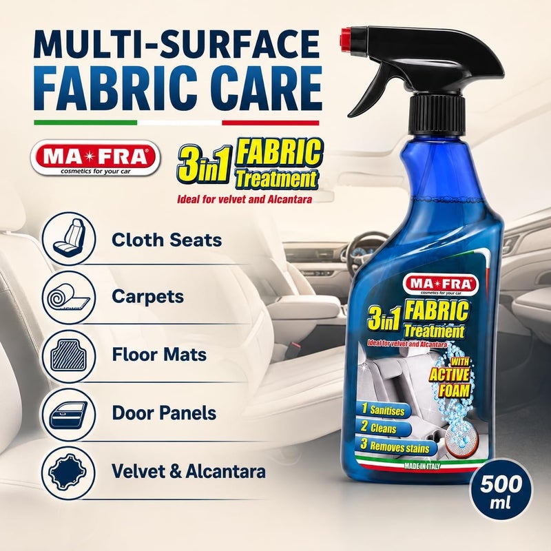 MAFRA Care 3in1, Cleans Delicate Fabrics, Velvet and Alcantara, Renews Colours and Gives it a Fresh Fragrance, Size 500ml - Image 3