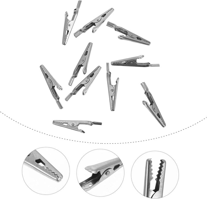 Stainless Steel Alligator Clips 10Pcs Durable Flexible Test Clamps for Temporary Wiring - Image 4