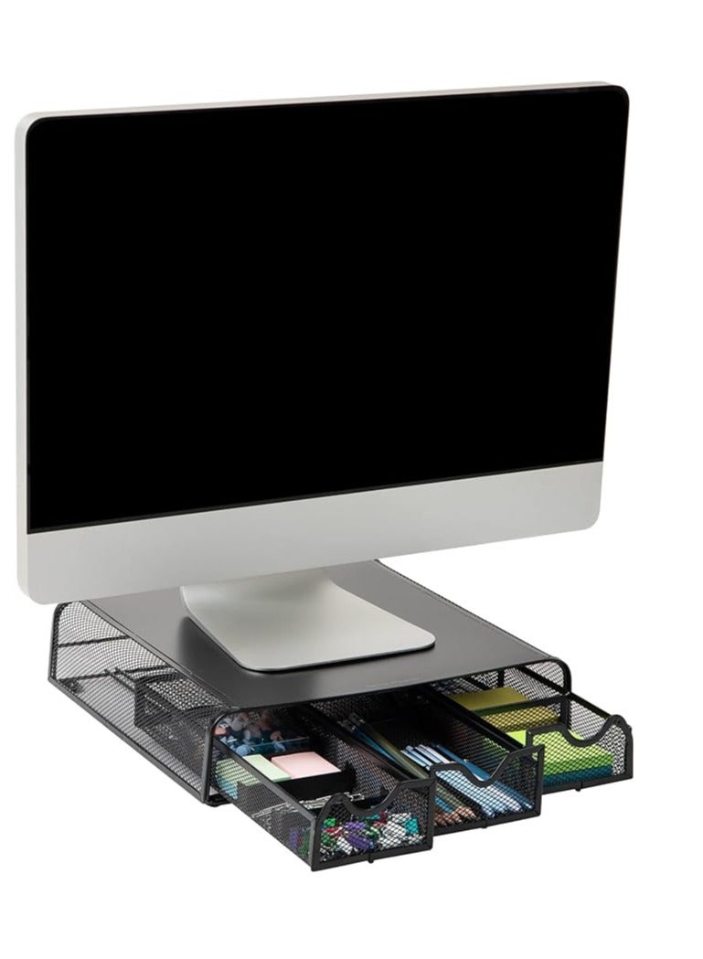 Mind Reader Monochrome Display Stand and Desk Organizer, Black Metal Mesh - Image 2