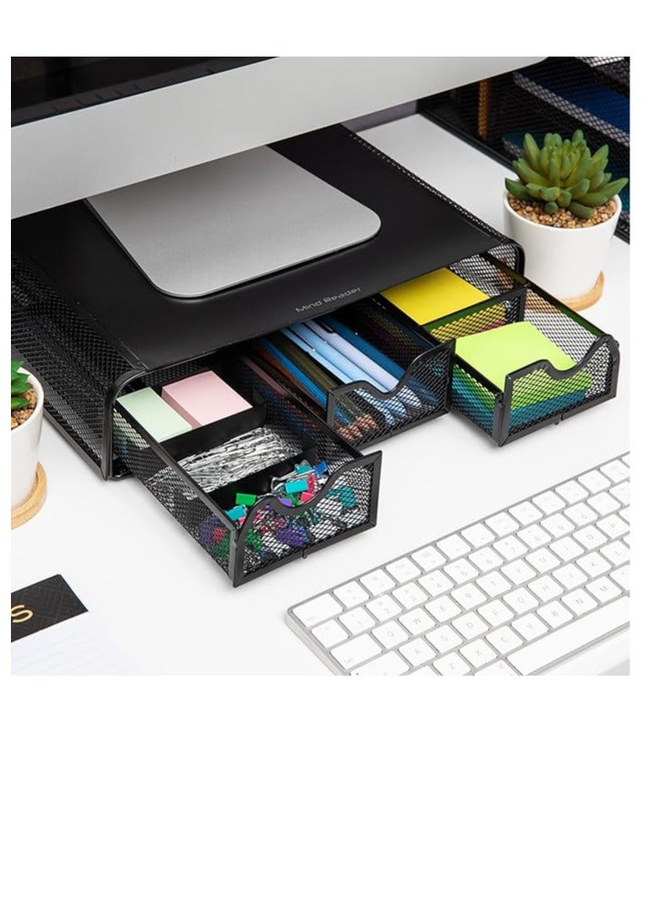 Mind Reader Monochrome Display Stand and Desk Organizer, Black Metal Mesh - Image 1