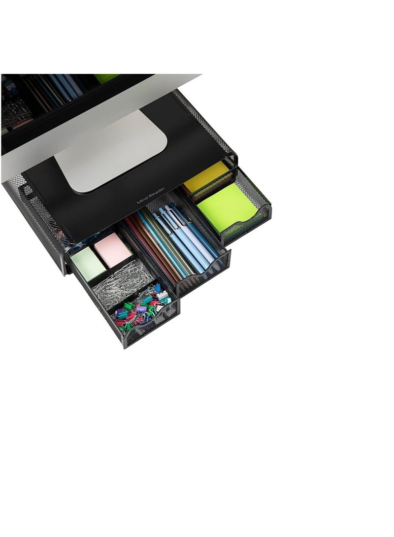 Mind Reader Monochrome Display Stand and Desk Organizer, Black Metal Mesh - Image 4