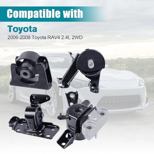 BEBLEPANY Engine Motor & Transmission Mount Kit 4pcs Compatible with Fits 2006-2008 Toyota RAV4 2.4L Replace A62012 A62049HY A62050 A62064 - Image 2