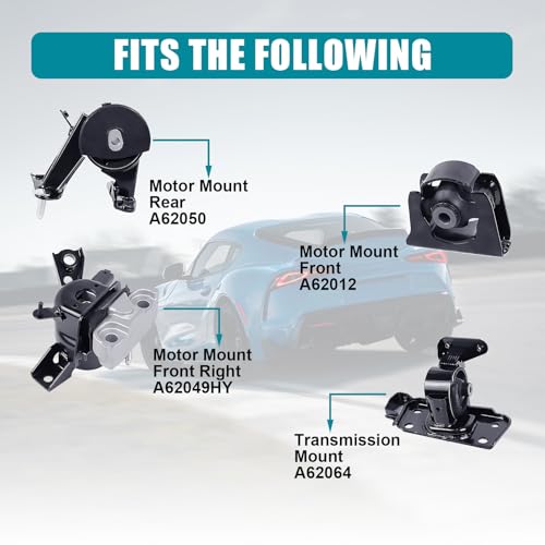 BEBLEPANY Engine Motor & Transmission Mount Kit 4pcs Compatible with Fits 2006-2008 Toyota RAV4 2.4L Replace A62012 A62049HY A62050 A62064 - Image 3