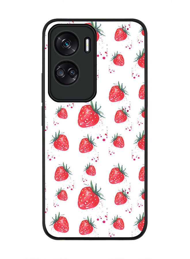 Stylizedd Rugged Black edge case for Honor 90 Lite  5G  Honor X50i 5G, Slim fit Soft Case Flexible Rubber Edges Anti Drop TPU Gel Thin Cover -  Dripping Strawberries - Image 1