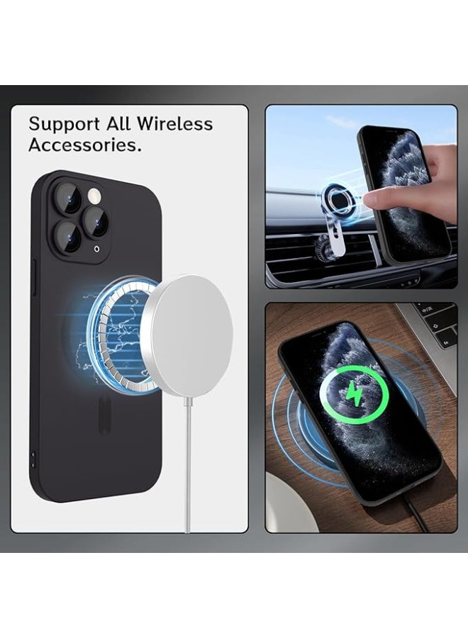 جراب مغناطيسي متوافق مع هاتف Iphone 11 Pro Max [متوافق مع MagSafe] [واقي عدسة الكاميرا المدمج] غطاء هاتف رفيع ناعم من السيليكون مقاوم للصدمات لامع معدني (أسود) - Image 2