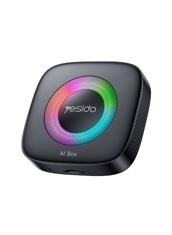 Yesido KM33 3-in-1 Wireless CarPlay & Android Auto Smart AI Box with RGB Light ABS Black - 1 Piece - Image 1