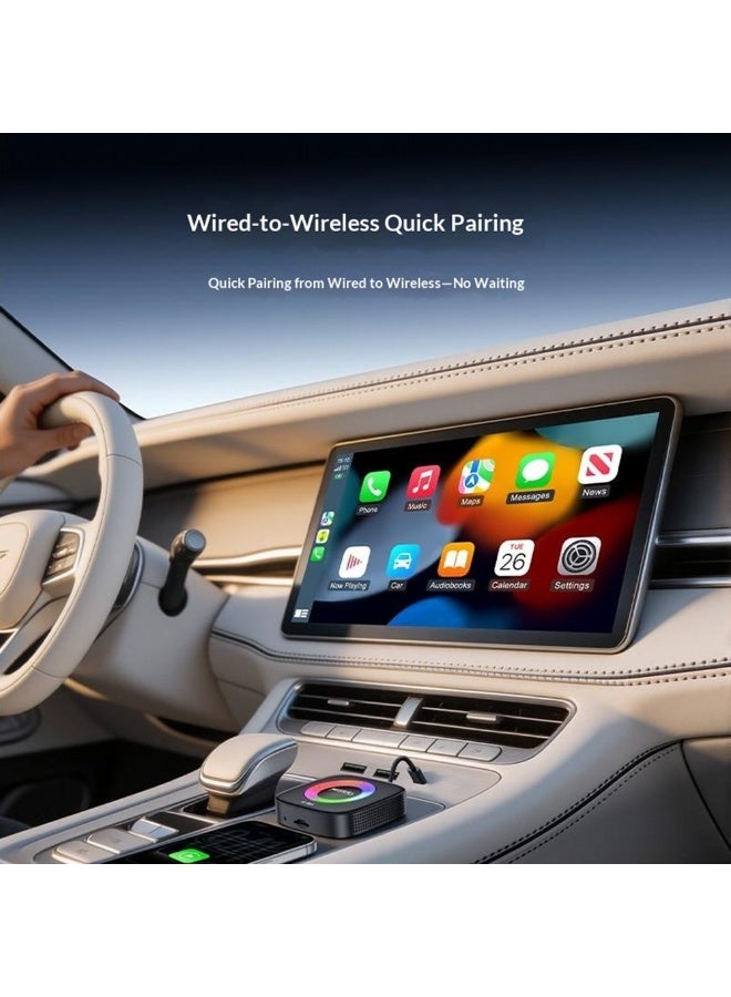 Yesido KM33 3-in-1 Wireless CarPlay & Android Auto Smart AI Box with RGB Light ABS Black - 1 Piece - Image 5