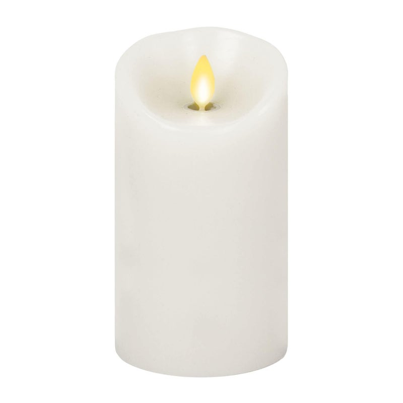 LUMINARA Luminara Flameless LED Pillar Candle wScalloped Edge 3 x 6 White Real Flame Technology Battery Operated wRemote Timer Function Paraffin Wax 