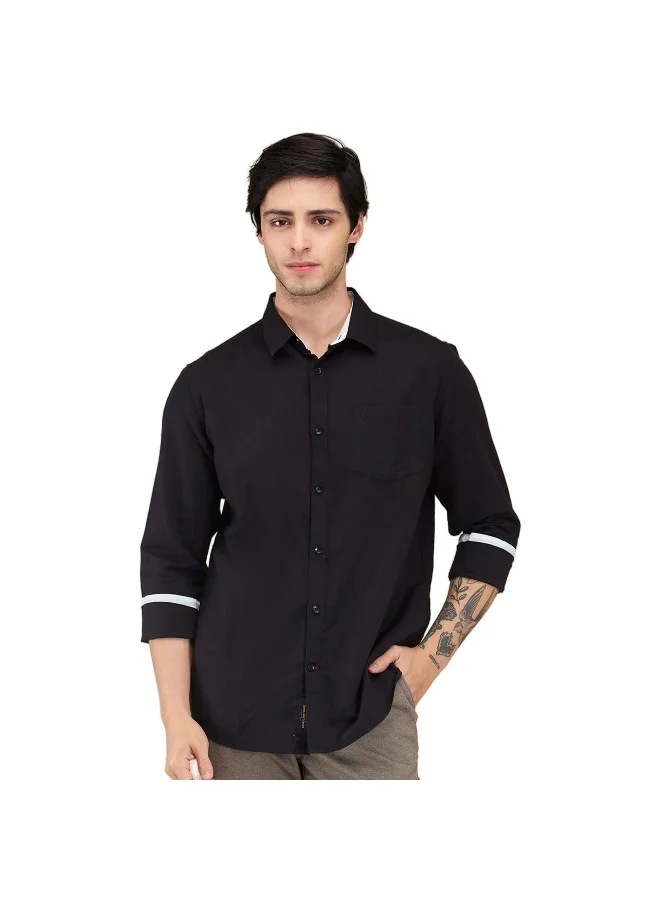Being Human Mens Black Collared Long Sleeve Shirt
