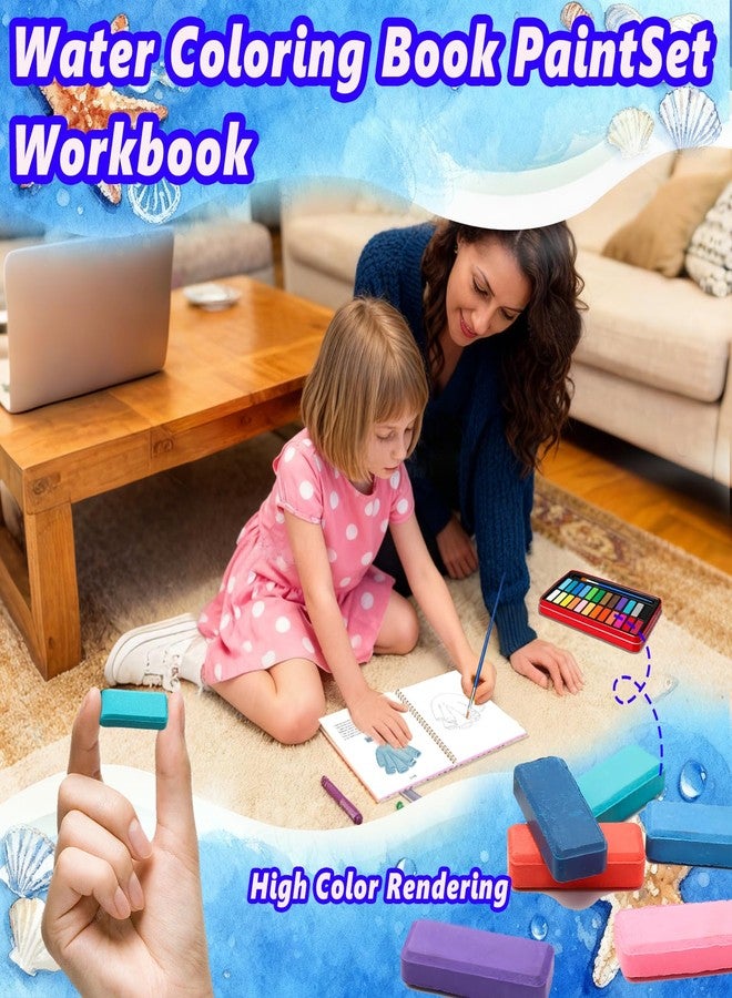 Cbcmpica Watercolor Workbook - Coloring Book Beginner Friendly Painting Kit, Watercolor Workbooks for Adults with 24 Colors Paint, Exploration Gift for Adults Teens (Seaside) - Image 2