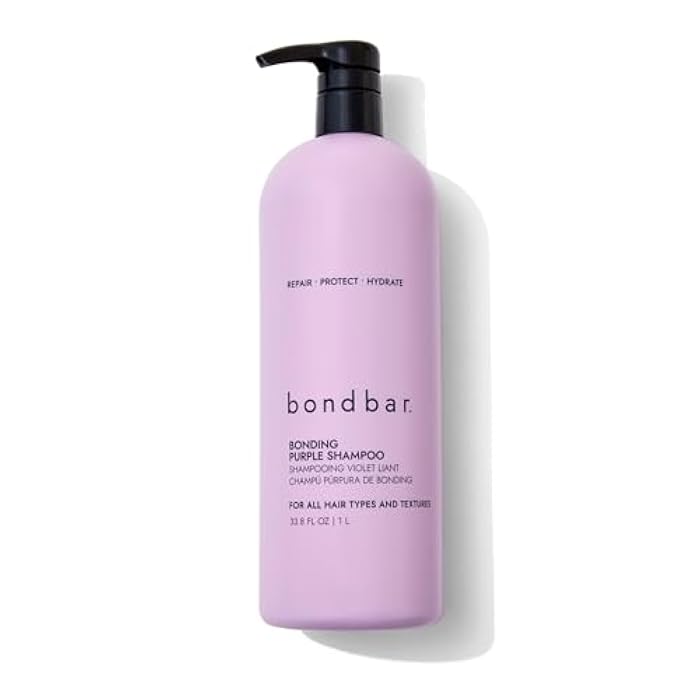 Bondbar Purple Brightening Shampoo for Blonde, Lightened & Gray Hair, Neutralizes Brassiness, Repairs, Protects, Hydrates, Vegan, CrueltyFree, 33.8 Fl. Oz - Image 1