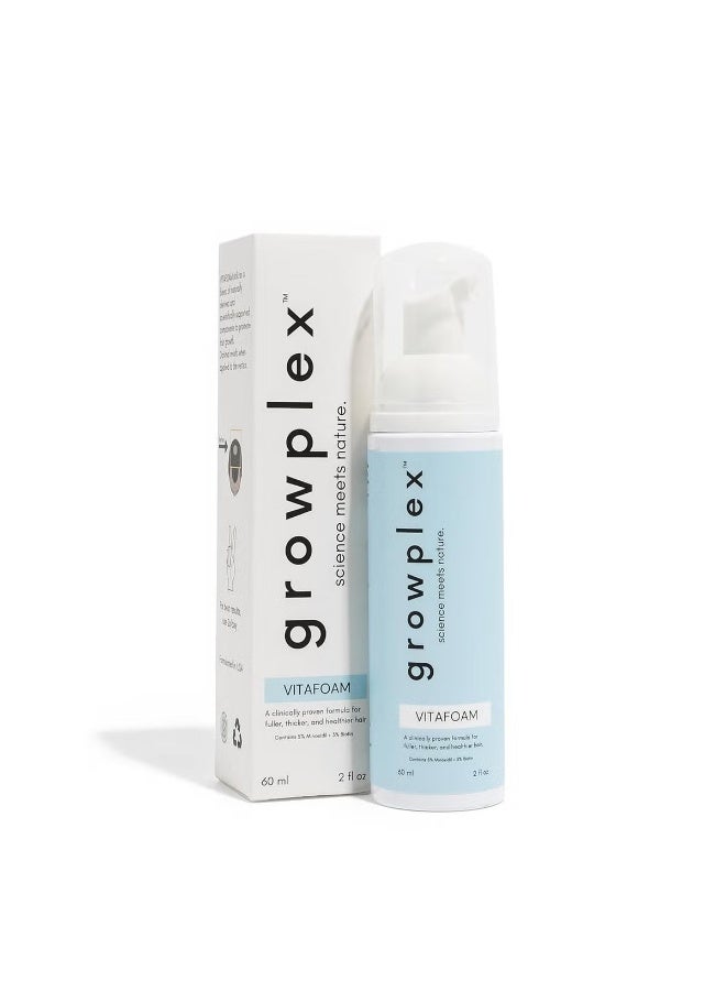 جروبليكس رغوة Growplex Vitafoam بتركيز 5% من المينوكسيديل للرجال والنساء، تركيبة للرجال تساعد على الحد من تأثير DHT، غير دهنية وسريعة الجفاف للمساعدة على إعادة نمو الشعر - Image 1