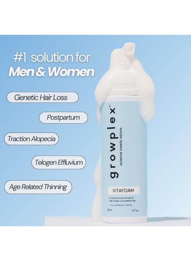 جروبليكس رغوة Growplex Vitafoam بتركيز 5% من المينوكسيديل للرجال والنساء، تركيبة للرجال تساعد على الحد من تأثير DHT، غير دهنية وسريعة الجفاف للمساعدة على إعادة نمو الشعر - Image 4