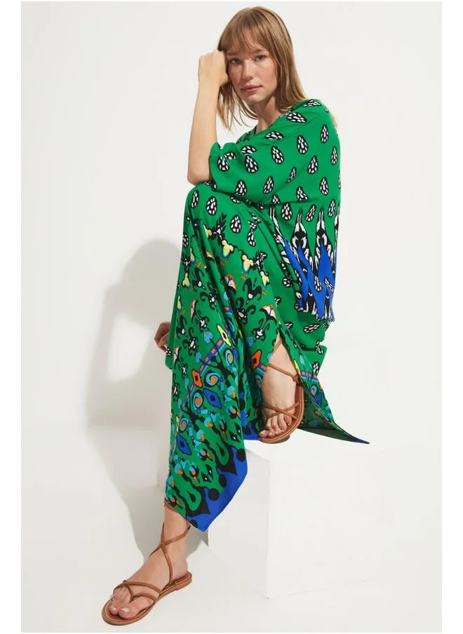 JUNE June Patterned Kaftan Dress Green