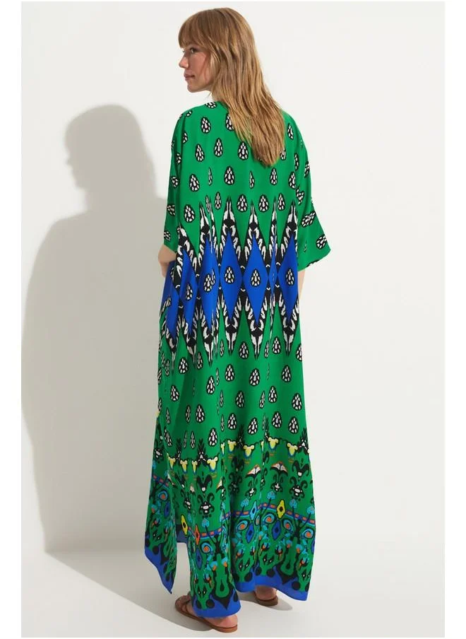 JUNE June Patterned Kaftan Dress Green