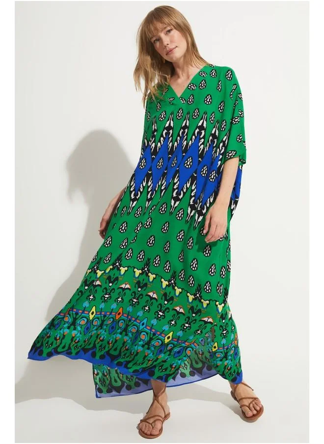 JUNE June Patterned Kaftan Dress Green