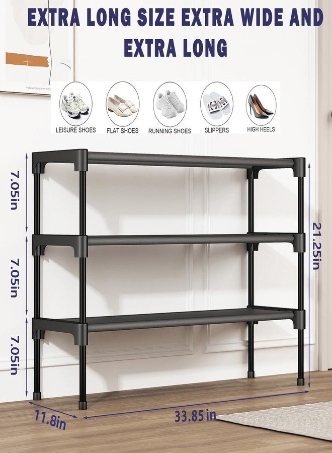 SAN HE Long Shoe Rack-Shoe Organizer 3 Tier Shoe Rack for Closet Front Door Entryway Garage, Stackable Free Standing and Freely Combinable Shoe Storage, Space Saving Small Shoe Shelves. - Image 2