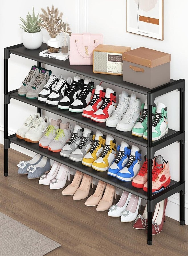 SAN HE Long Shoe Rack-Shoe Organizer 3 Tier Shoe Rack for Closet Front Door Entryway Garage, Stackable Free Standing and Freely Combinable Shoe Storage, Space Saving Small Shoe Shelves. - Image 1