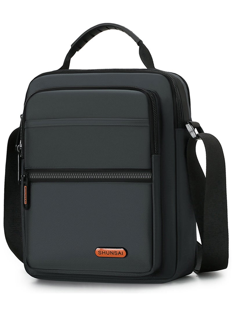 Qiccijoo Crossbody Bag Messenger Bag for Men or Women Casual Shoulder Bag Multiple Pockets Sling Bag Travel Bag for Business Office School Satchel Bags Work Bag Handbag Purse(Grey) - Image 1