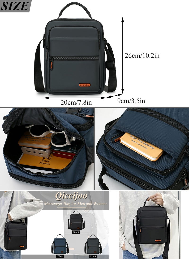 Qiccijoo Crossbody Bag Messenger Bag for Men or Women Casual Shoulder Bag Multiple Pockets Sling Bag Travel Bag for Business Office School Satchel Bags Work Bag Handbag Purse(Grey) - Image 2